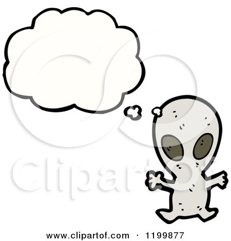 Cartoon of a Space Alien Thinking - Royalty Free Vector Illustration by lineartestpilot