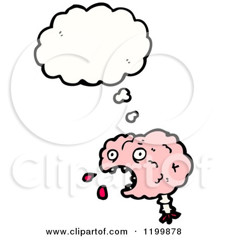 Cartoon of a Pink Brain Thinking - Royalty Free Vector Illustration by lineartestpilot