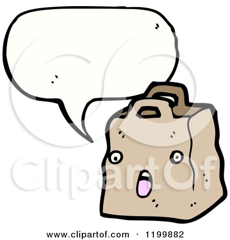Cartoon of a Paper Bag Speaking - Royalty Free Vector Illustration by lineartestpilot