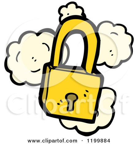 Cartoon of a Gold Padlock - Royalty Free Vector Illustration by lineartestpilot