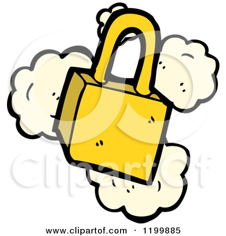 Cartoon of a Gold Padlock - Royalty Free Vector Illustration by lineartestpilot