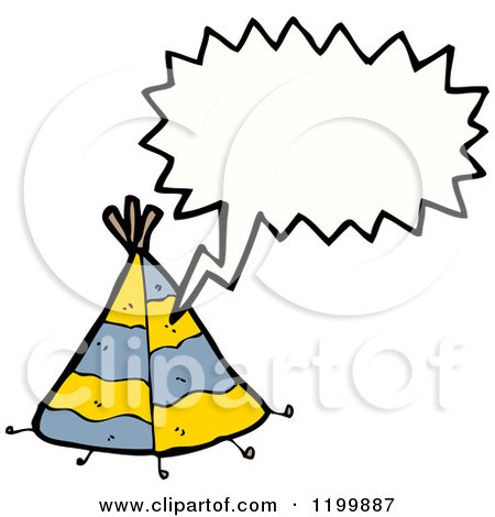 Cartoon of an Indian Teepee Speaking - Royalty Free Vector Illustration by lineartestpilot