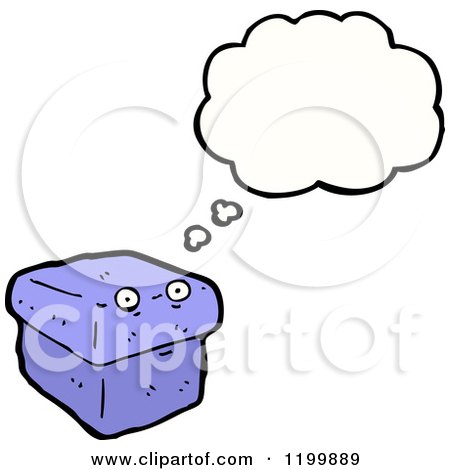 Cartoon of a Purple Box Thinking - Royalty Free Vector Illustration by lineartestpilot