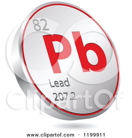 Clipart of a 3d Floating Round Red and Silver Lead Chemical Element Icon - Royalty Free Vector Illustration by Andrei Marincas