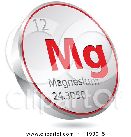 Clipart of a 3d Floating Round Red and Silver Magnesium Chemical Element Icon - Royalty Free Vector Illustration by Andrei Marincas