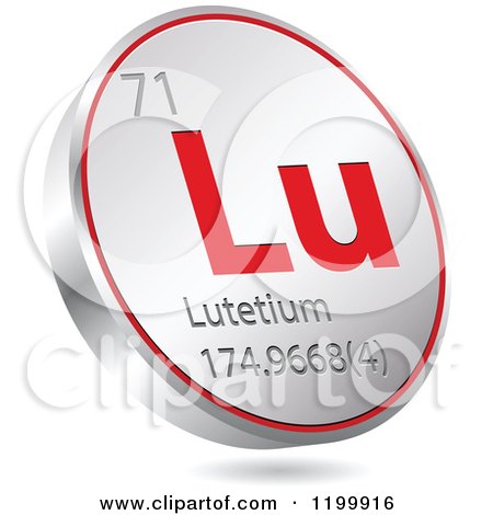 Clipart of a 3d Floating Round Red and Silver Lutetium Chemical Element Icon - Royalty Free Vector Illustration by Andrei Marincas