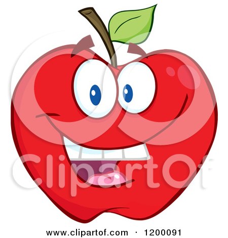 Cartoon of a Smiling Red Apple Mascot - Royalty Free Vector Clipart by Hit Toon