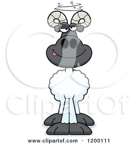 Cartoon of a Drunk Ram Sheep - Royalty Free Vector Clipart by Cory Thoman