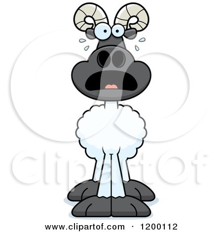 Cartoon of a Scared Ram Sheep - Royalty Free Vector Clipart by Cory Thoman