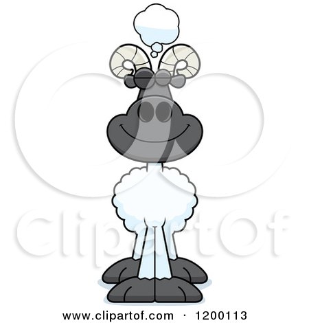 Cartoon of a Dreaming Ram Sheep - Royalty Free Vector Clipart by Cory Thoman