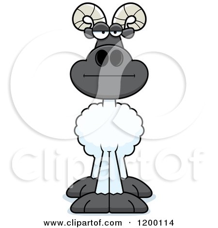 Cartoon of a Bored Ram Sheep - Royalty Free Vector Clipart by Cory Thoman