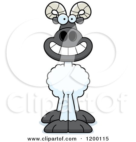 Cartoon of a Happy Grinning Ram Sheep - Royalty Free Vector Clipart by Cory Thoman