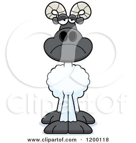 Cartoon of a Depressed Ram Sheep - Royalty Free Vector Clipart by Cory Thoman