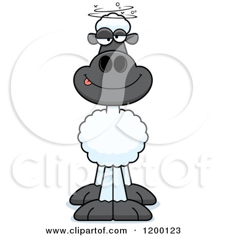 Cartoon of a Drunk Sheep - Royalty Free Vector Clipart by Cory Thoman