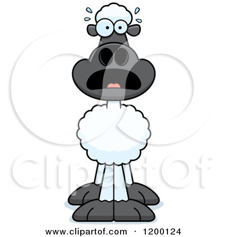 Cartoon of a Scared Sheep - Royalty Free Vector Clipart by Cory Thoman