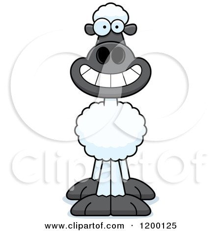 Cartoon of a Happy Grinning Sheep - Royalty Free Vector Clipart by Cory Thoman