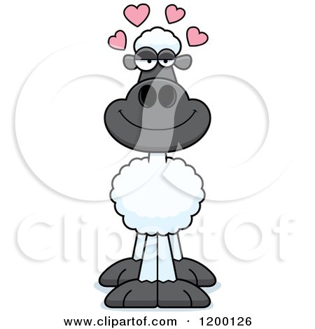 Cartoon of a Loving Sheep with Hearts - Royalty Free Vector Clipart by Cory Thoman