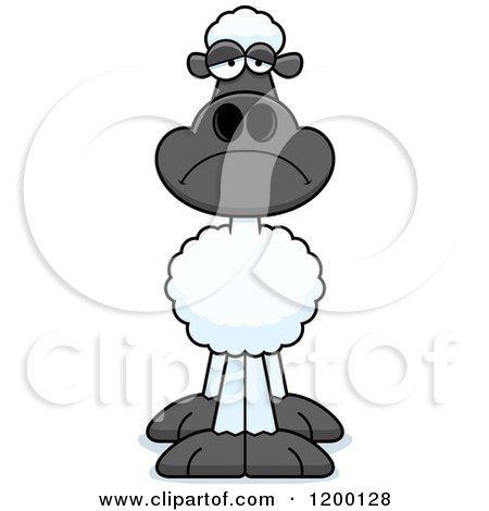 Cartoon of a Depressed Sheep - Royalty Free Vector Clipart by Cory Thoman