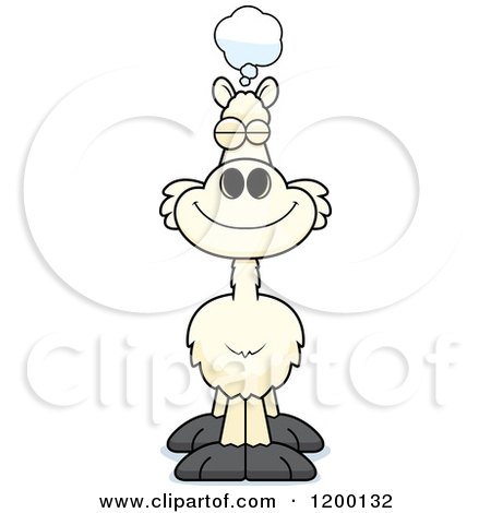 Cartoon of a Dreaming Llama - Royalty Free Vector Clipart by Cory Thoman