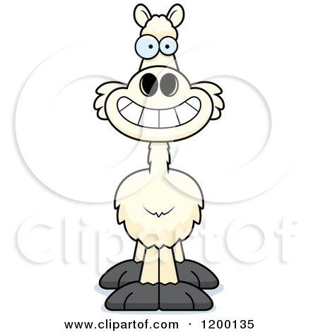 Cartoon of a Happy Grinning Llama - Royalty Free Vector Clipart by Cory Thoman