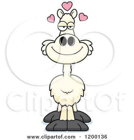 Cartoon of a Loving Llama with Hearts - Royalty Free Vector Clipart by Cory Thoman