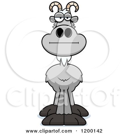 Cartoon of a Bored Gray Goat - Royalty Free Vector Clipart by Cory Thoman