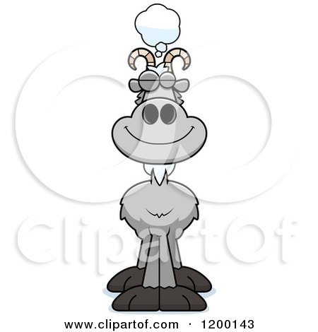 Cartoon of a Dreaming Gray Goat - Royalty Free Vector Clipart by Cory Thoman