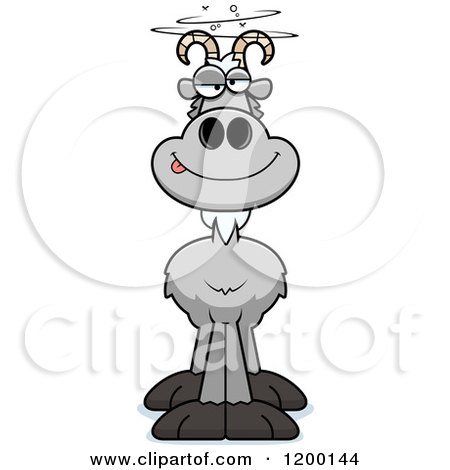 Cartoon of a Drunk Gray Goat - Royalty Free Vector Clipart by Cory Thoman