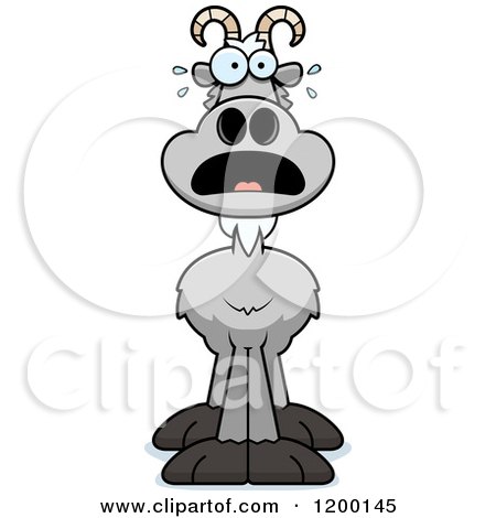 Cartoon of a Scared Gray Goat - Royalty Free Vector Clipart by Cory Thoman
