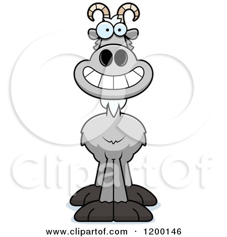 Cartoon of a Happy Grinning Gray Goat - Royalty Free Vector Clipart by Cory Thoman