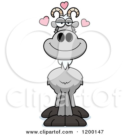 Cartoon of a Loving Gray Goat with Hearts - Royalty Free Vector Clipart by Cory Thoman