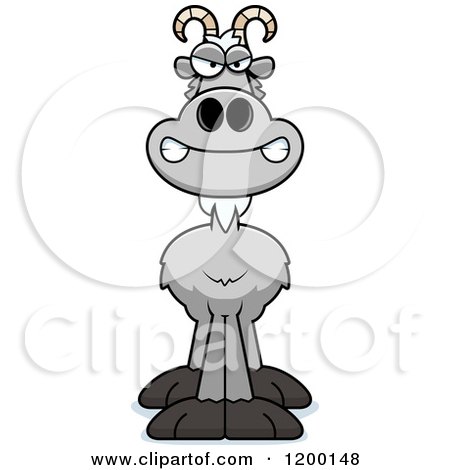 Cartoon of a Mad Gray Goat - Royalty Free Vector Clipart by Cory Thoman