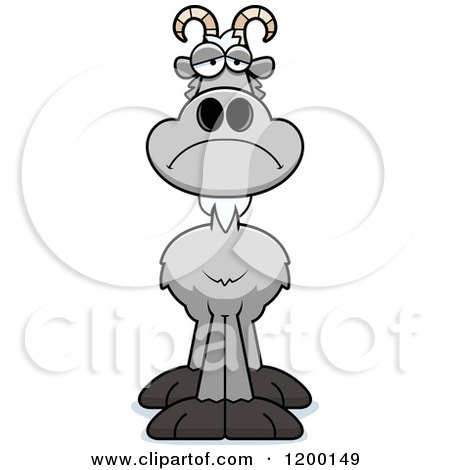 Cartoon of a Depressed Gray Goat - Royalty Free Vector Clipart by Cory Thoman