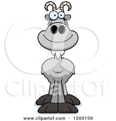 Cartoon of a Happy Gray Goat - Royalty Free Vector Clipart by Cory Thoman