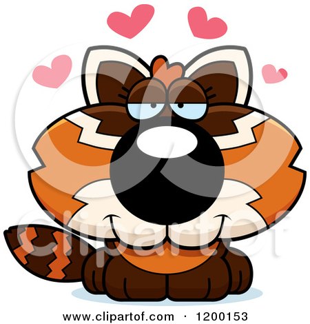 Cartoon of a Cute Loving Red Panda Cub with Hearts - Royalty Free Vector Clipart by Cory Thoman