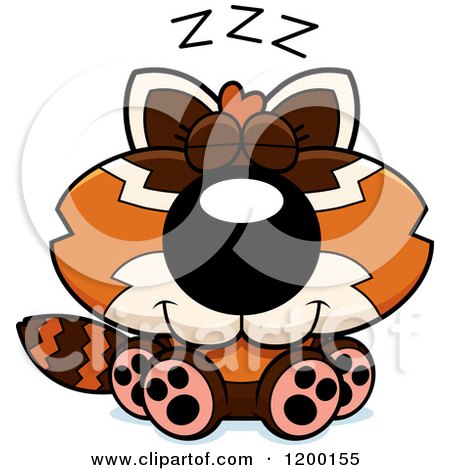 Cartoon of a Cute Sleeping Red Panda Cub - Royalty Free Vector Clipart by Cory Thoman
