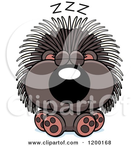 Cartoon of a Cute Sleeping Porcupine - Royalty Free Vector Clipart by Cory Thoman
