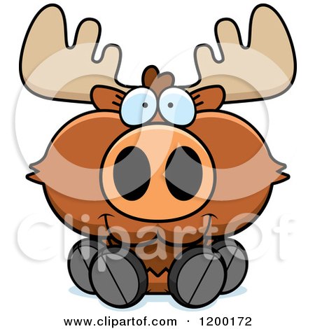 Cartoon of a Cute Sitting Moose Calf - Royalty Free Vector Clipart by Cory Thoman