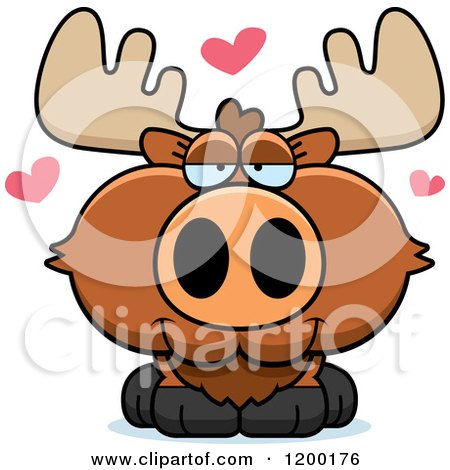Cartoon of a Cute Loving Moose Calf with Hearts - Royalty Free Vector Clipart by Cory Thoman
