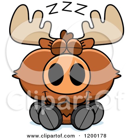 Cartoon of a Cute Sleeping Moose Calf - Royalty Free Vector Clipart by Cory Thoman