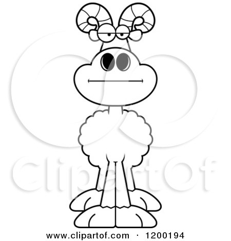 Cartoon of a Black and White Bored Ram Sheep - Royalty Free Vector Clipart by Cory Thoman