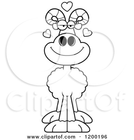 Cartoon of a Black and White Loving Ram Sheep with Hearts - Royalty Free Vector Clipart by Cory Thoman