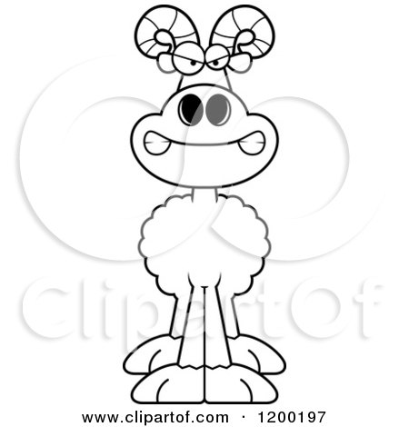 Cartoon of a Black and White Mad Ram Sheep - Royalty Free Vector Clipart by Cory Thoman