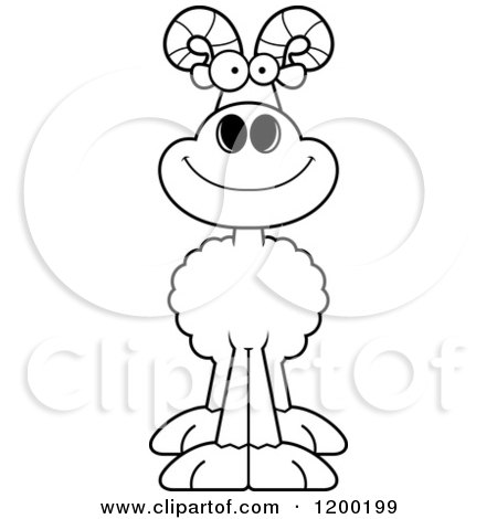 Cartoon of a Black and White Happy Ram Sheep - Royalty Free Vector Clipart by Cory Thoman