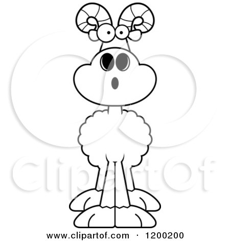 Cartoon of a Black and White Surprised Ram Sheep - Royalty Free Vector Clipart by Cory Thoman
