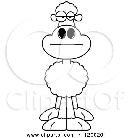 Cartoon of a Black And White Bored Sheep - Royalty Free Vector Clipart by Cory Thoman