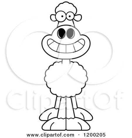 Cartoon of a Black And White Happy Grinning Sheep - Royalty Free Vector Clipart by Cory Thoman