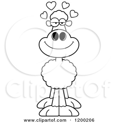 Cartoon of a Black And White Loving Sheep with Hearts - Royalty Free Vector Clipart by Cory Thoman