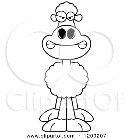 Cartoon of a Black And White Mad Sheep - Royalty Free Vector Clipart by Cory Thoman