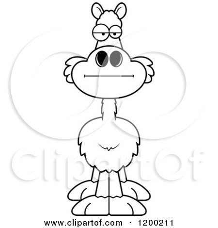Cartoon of a Black and White Bored Llama - Royalty Free Vector Clipart by Cory Thoman